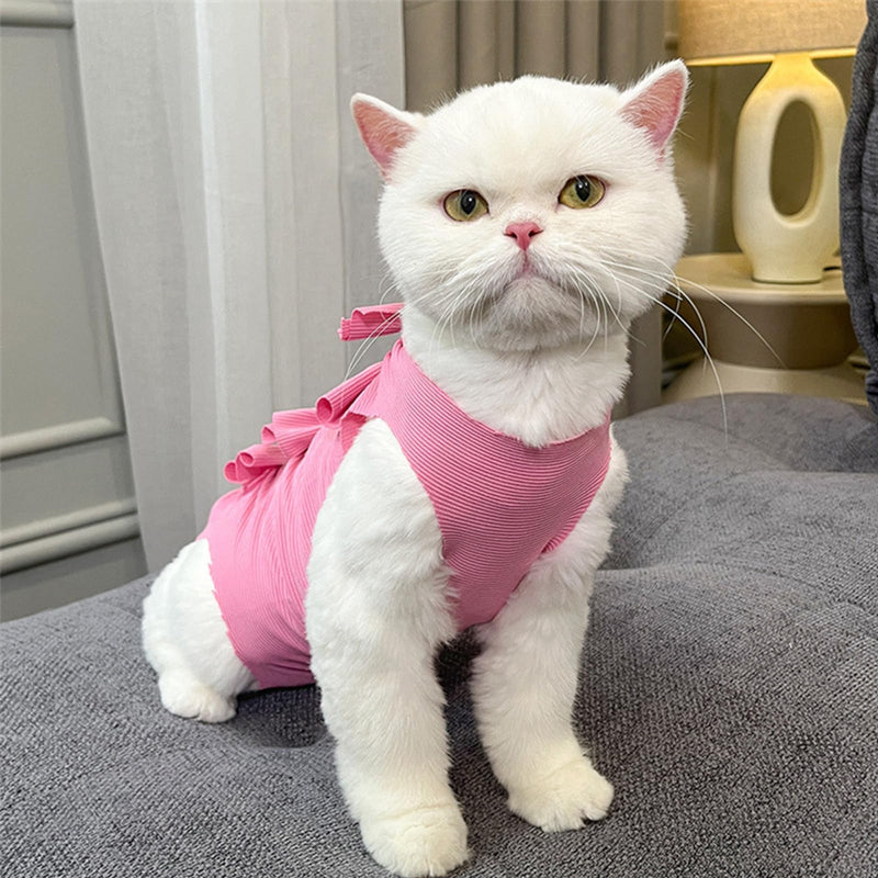 KASESSS Pack of 2 cat bodysuit after surgery, cat clothing, cat bodysuit, cat clothing recovery suit, costume for cats, bodysuit cat after surgery prevents licking, e-collar alternative for cats pink purple M - BeesActive Australia