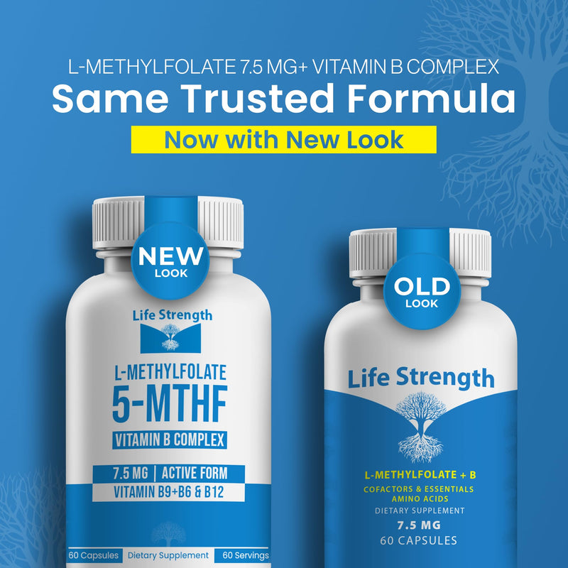 L-Methylfolate 7.5mg + Vitamin B Complex - 5-MTHF, B6 & B12 Methylcobalamin - 60 Capsules - Professional Strength Active Methyl Folate - Non GMO, Gluten Free, No Fillers (2-Month Supply)