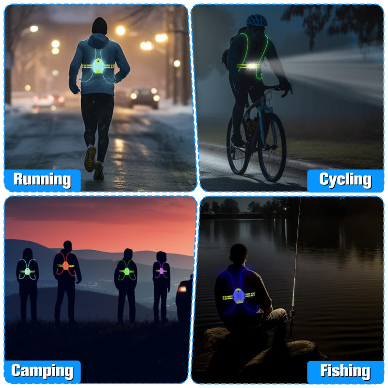 LED Reflective Running Vest for Women and Men, Safety USB Rechargeable Reflective Gear for Night Runners, Bikers, and Walkers Green - BeesActive Australia
