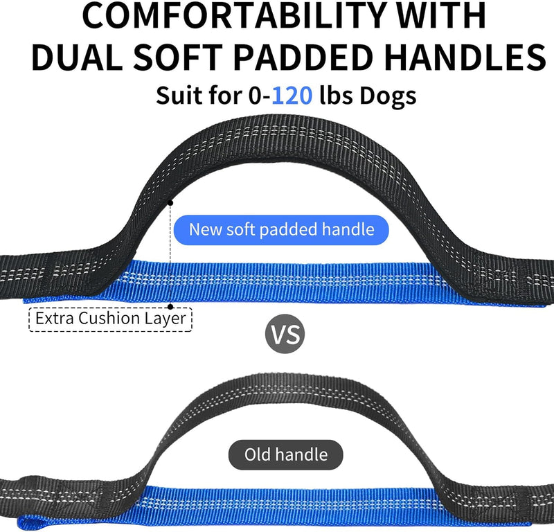 Hands Free Dog Leash with Zipper Pouch, Retractable Bungee Waist Leash with Dual Padded Handles & Waist Belt Fanny Pack for Medium & Large Dog Training Walking Running Hiking Jogging (Blue) Blue - BeesActive Australia
