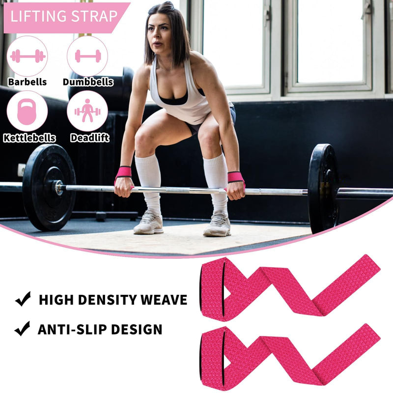 Barbell Pad Set for Squat,10 PCS Hip Thrusts Workout Foam Weight Lifting Bar Cushion with 2 Gym Ankle Straps,3 Hip Resistance Bands,2 Lifting Strap,Barbell Pad and Carry Bag Pink 9 PCS - BeesActive Australia