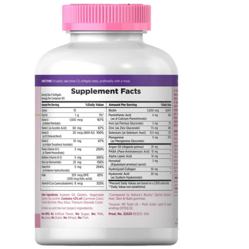 Nature's Bounty Hair Skin and Nails 5000 mcg of Biotin - 250 Coated Tablets Extra Strength 250 Count (Pack of 1)