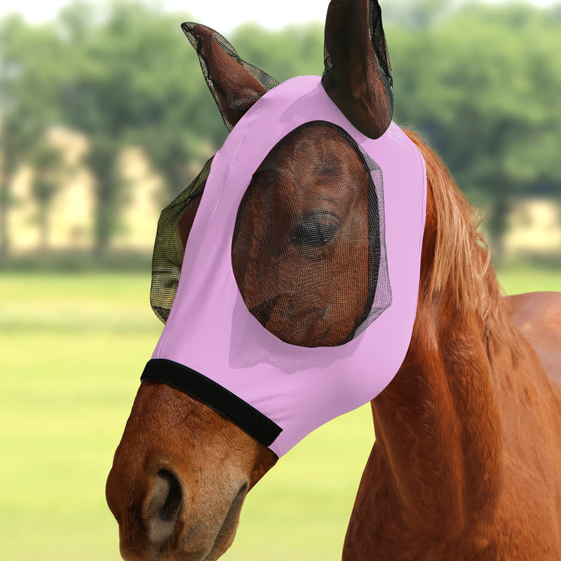 Harrison Howard Horse Fly Mask with Detachable Nose Cover-Light Violet (L; Full Size) Full (Large) Light Violet - BeesActive Australia