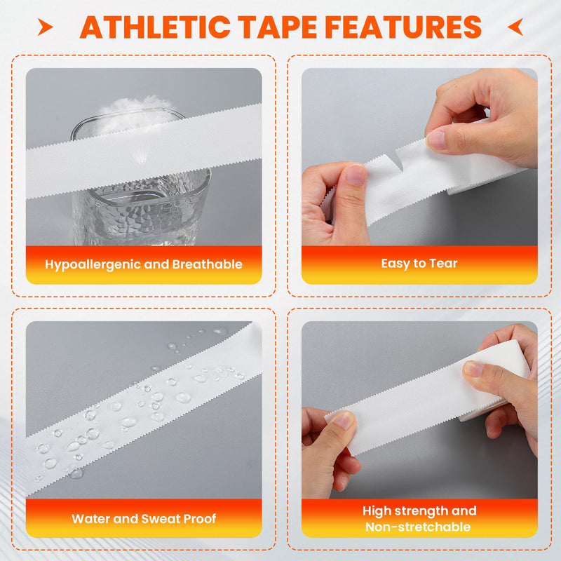 32 Pack Athletic Tape, White Sports Tape for Wrist Ankle Protection, Sports Tape Athletic No Sticky Residue, Easy to Tear Gymnastics Tape for Soccer, Football, Training Supplies (1.5" x 320 Yards) 32P - BeesActive Australia