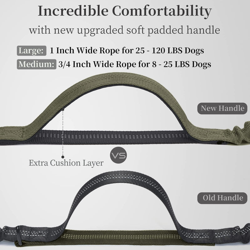 iYoShop Hands Free Dog Leash with Zipper Pouch, Dual Padded Handles and Durable Bungee for Walking, Jogging and Running Your Dog (Large, 25-120 lbs, Military Green) Large - BeesActive Australia