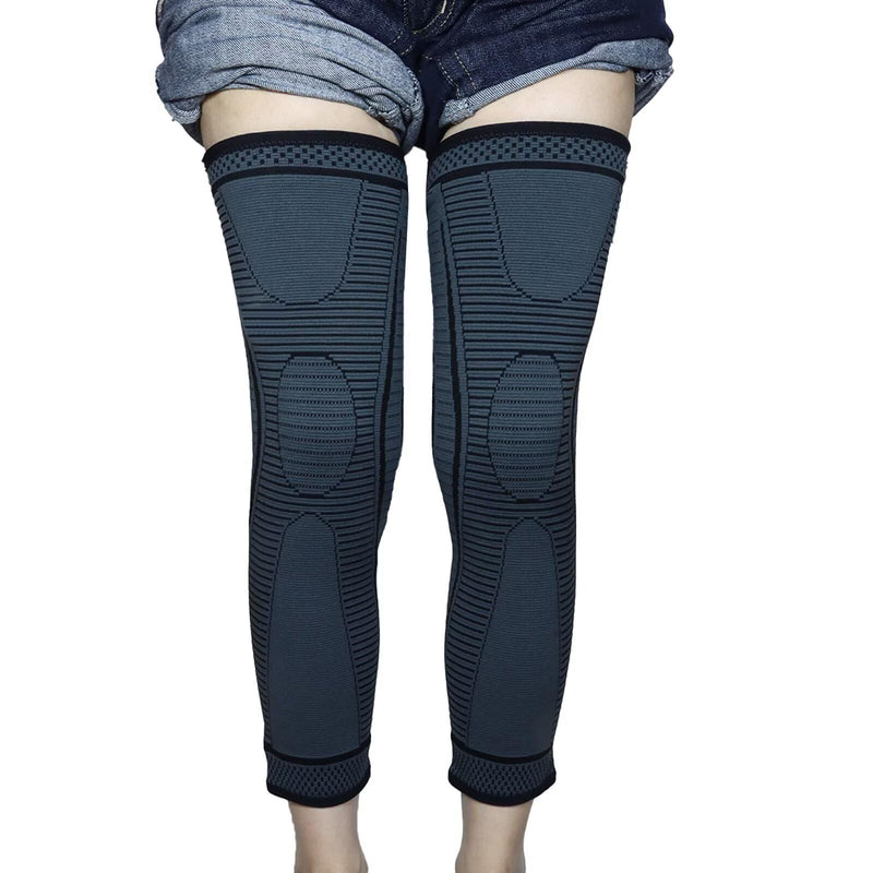 2 Pack Full Leg Compression Sleeves, Long Knee Brace Support for ACL,PCL, Meniscus Tear, Arthritis, Tendinitis,Men And Women (Black, X-Large) Black