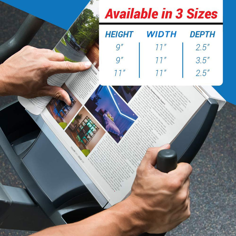 Treadmill Tablet Holder - Exercise Bike Reading Stand/Acrylic Book Holder for Ipad, Tablet, Magazines and Books (9 x 11 x 2.5) 9 x 11 x 2.5 Inches