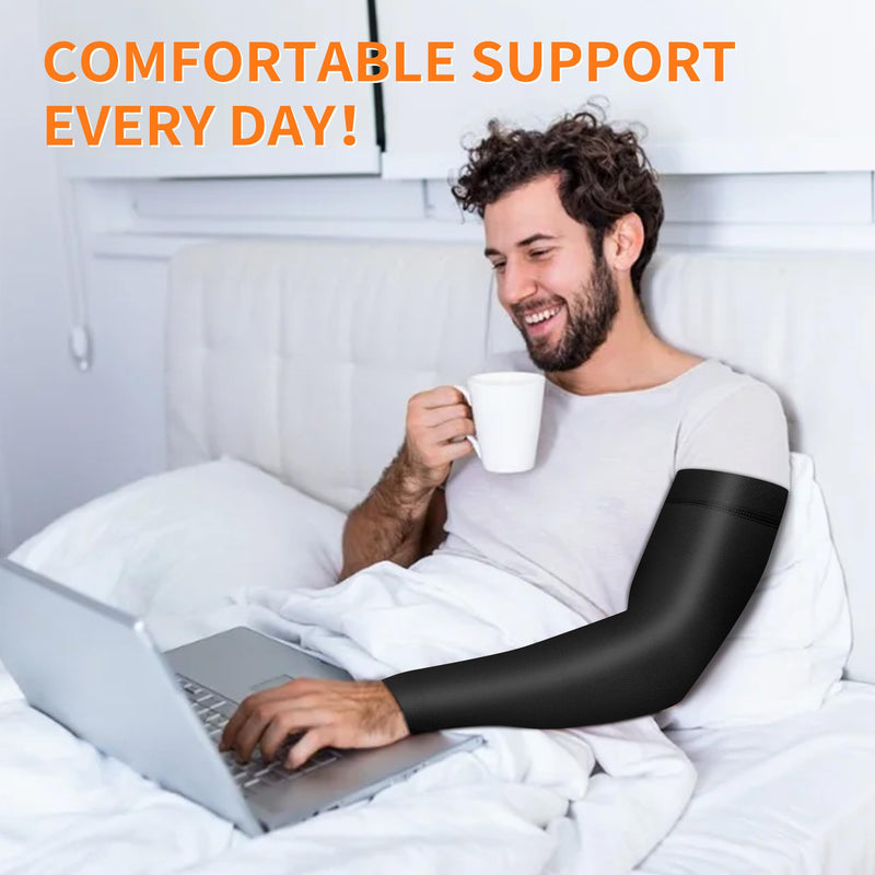 Hiball Lymphedema Medical Compression Arm Sleeve for Men Women, 20-30 mmHg Graduated Compression Full Arm Support with Silicone Band, Long Circulation Pressure Arm Brace for Arthritis, Bursitis, Edema Black (Single) X-Large - BeesActive Australia