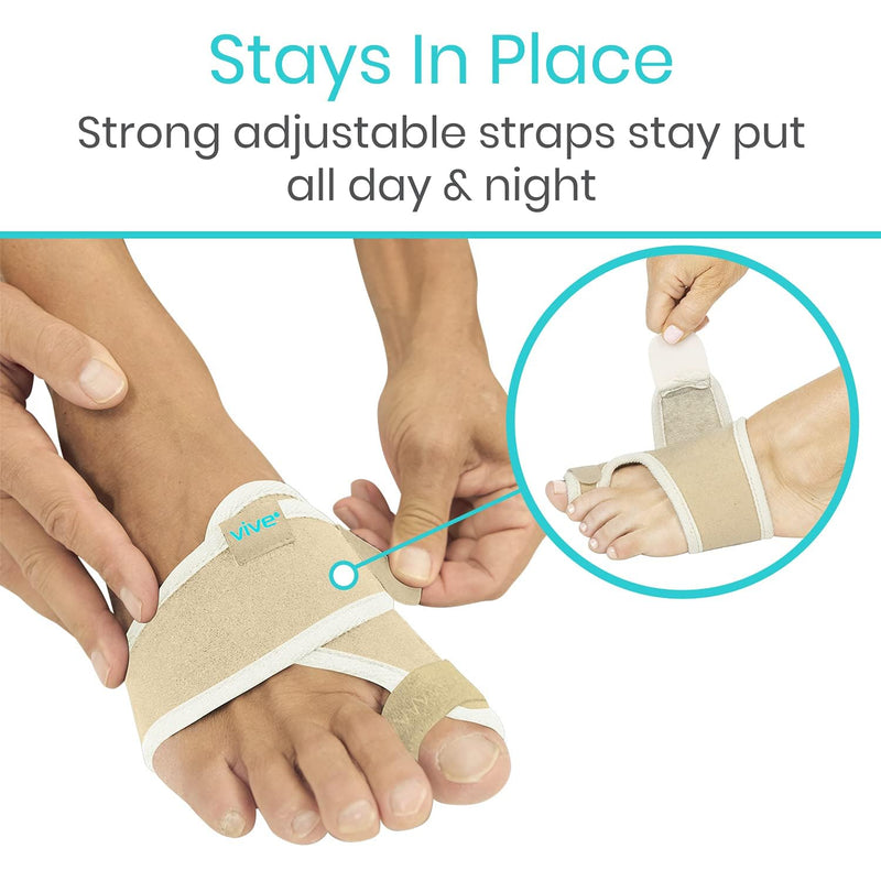 Vive Bunion Brace (Pair) - Big Toe Corrector Straightener with Splint - Hallux Valgus Pad, Joint Pain Relief, Alignment Treatment - Orthopedic Sleeve Foot Wrap Support for Men and Women (Beige) Beige