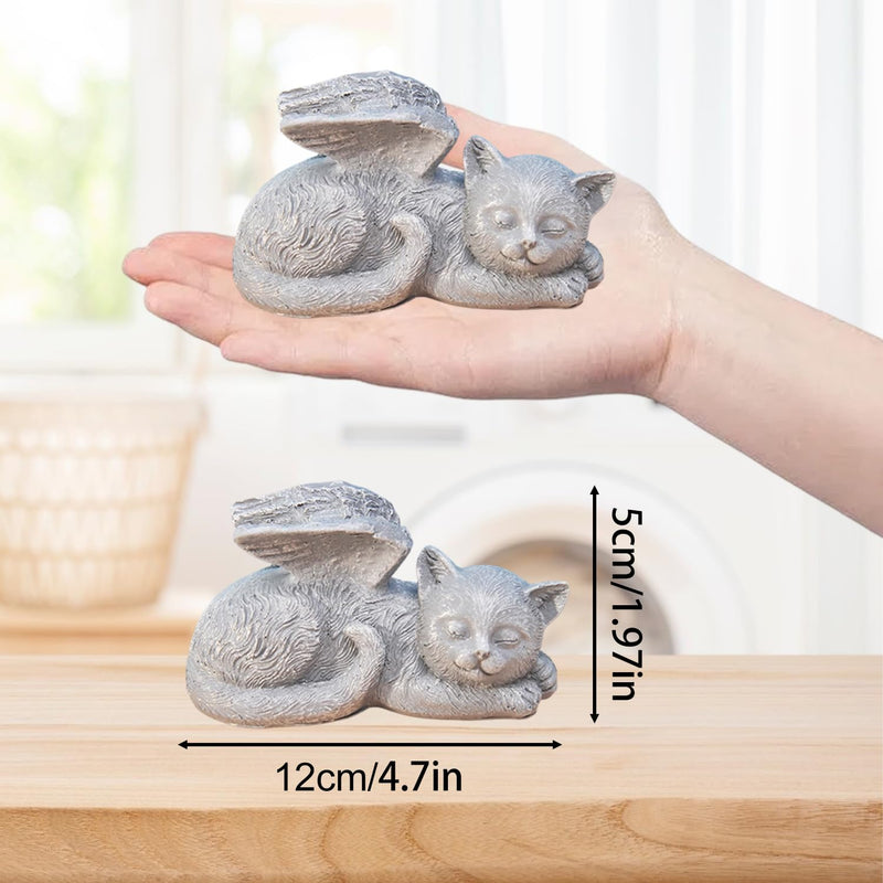 Gravestone Cat with Angel Wings Cat Angel Memorial Stone for Outdoor Animal Gravestone Polyresin Cat Figure Garden Beautiful Keepsake Cat Home Grave Decoration Decorative Gifts for Cat Lovers - BeesActive Australia