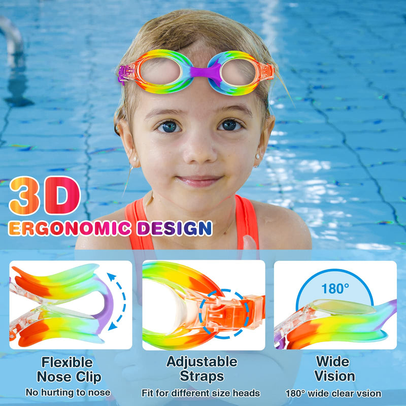 XDX Kids Swim Goggles 4-14, 4 Pack for Boys and Girls, Anti-Fog With UV Protection Multicolor-4pack-b - BeesActive Australia