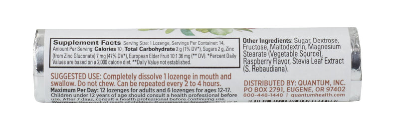 Quantum Health TheraZinc Zinc Lozenges|Elderberry Raspberry|Immune Support Formulated with Zinc Gluconate|Fast Relief|No Aftertaste|14 Count 14 Count (Pack of 1)