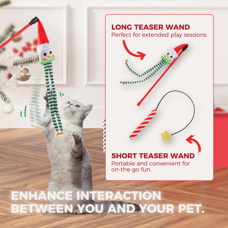PETEPELA Christmas Cat Toys, 10 Pcs Cat Feather Mice Catnip Toys Set, Cat Gifts for Christmas, Interactive Cat Christmas Stocking Ball Toys, Crinkle Balls, Mice Toys for Indoor Cats & Kittens - BeesActive Australia