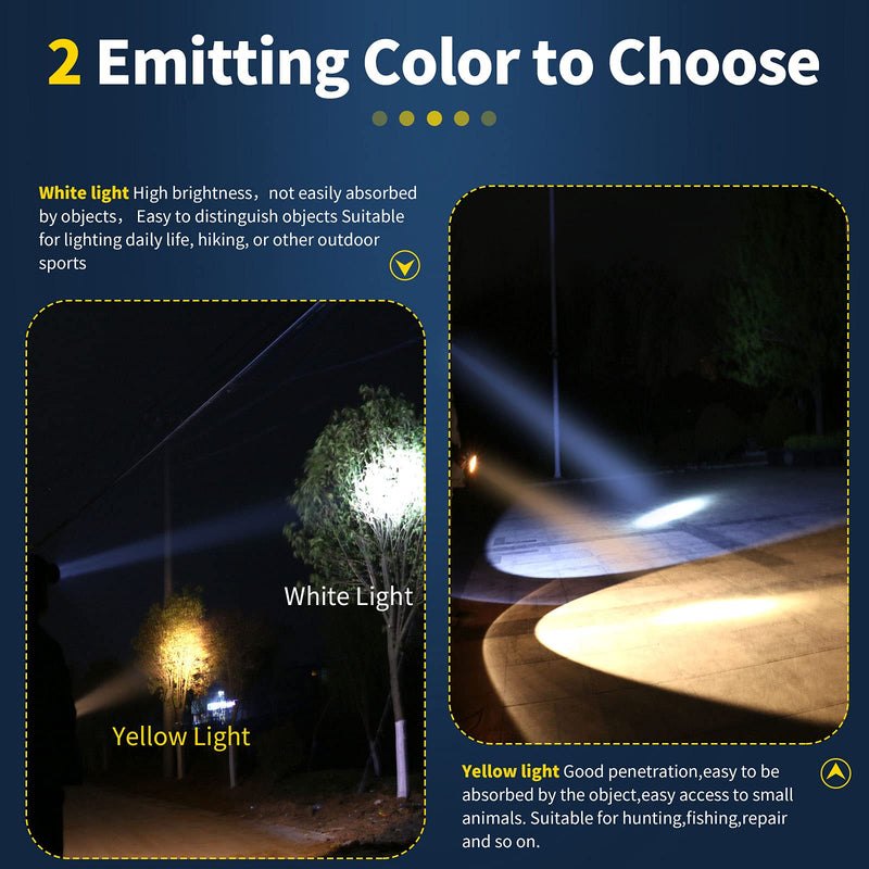 Coon Hunting Light, Super Bright LED Headlamp with 2 Light Modes, Waterproof & Rechargeable Hard Hat Headlight, Adjustable Gold Miner Torch for Hunting, Fishing, Hiking, Camping, Outdoor Adventure Gold-White Light