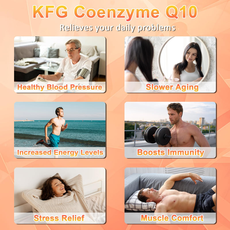 KFG CoQ10 200mg Softgels, Coenzyme Q10 Supplements Support Heart Health, Cardiovascular Health, Immune System & Cellular Energy Production, Gluten Free