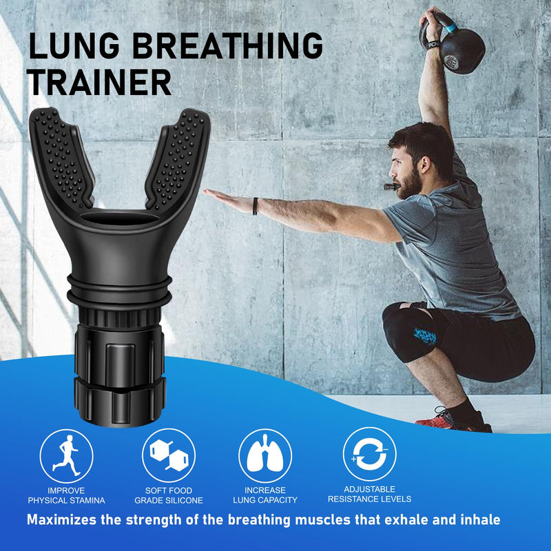 Portable Respiratory Trainer-Exercise Device. Respiratory Muscle Training |Improve Breathing Capacity | Easy to Clean| Adjustable Resistance, Adjustable to Different Fitness Needs (Black) black - BeesActive Australia