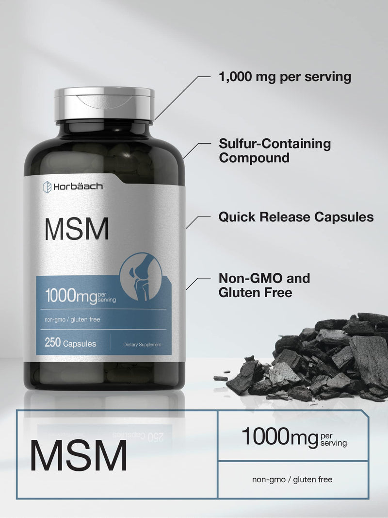 Horb√§ach MSM Supplement Capsules | 1000mg | 250 Count | Non-GMO and Gluten Free Formula | Methylsulfonylmethane 250 Count (Pack of 1)