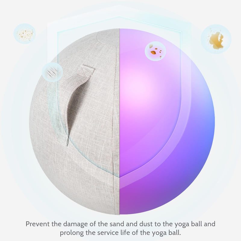 Veemoon Yoga Ball Covers Balance Ball Covers Stability Projector for Office Home Gym Without Yoga 55cm Beige