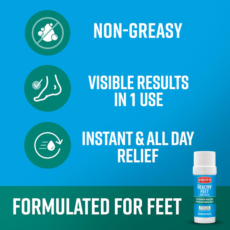 O'Keeffe's for Healthy Feet Intensive Healing Balm; Guaranteed Relief for Extremely Dry; Cracked Feet; Heel Balm that Instantly Fills Dry; Cracked Heels; 2.2oz Balm Stick; (Pack of 1) 2.2 Ounce (Pack of 1) - BeesActive Australia