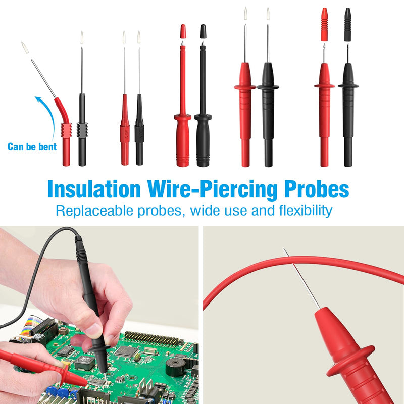 25PCS Multimeter Test Leads Kit, Test Leads Set with Replaceable Alligator Clips,Wire Piercing Probes, Alligator Clips,Test Hook Clips,Test Tweezer for Digital Electrical Multimeter Testing Test Kit-1