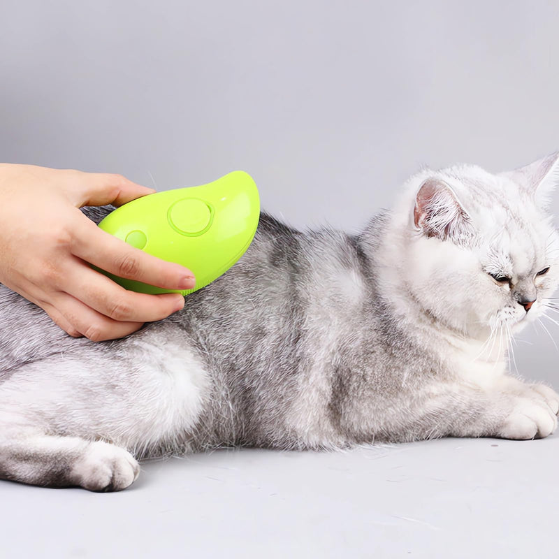 Steamy Cat Brush: 3 In1 Cat Steamy Brush for Massage, Cat Grooming Brush Pet Hair Removal Comb for Cat and Dog, 2024 Multifunctional Cat Hair Brush for Removing Tangled and Loosse Hair (Green) Green - BeesActive Australia