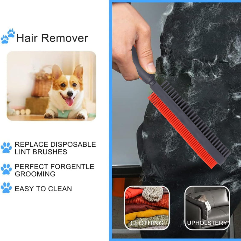 Rubber Pet Hair Removal Brush for Couch Clothes Dog Cat Pet Hair Carpet, Also Used as Dog Cat Bath Brush with Massage Effect (orange) Orange - BeesActive Australia
