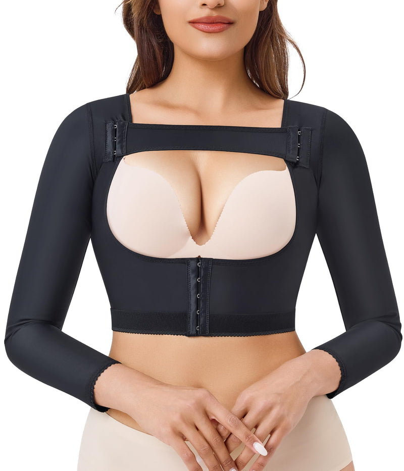 LANCS Women Upper Arm Shaper Post Surgical Compression Sleeves Slimmer Tops Posture Corrector Vest Shapewear Black 3X-Large