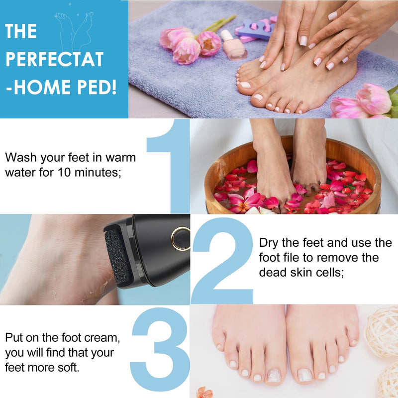 Electric Foot File Callus Remover for Feet - 6pcs Larger Grinding Head&3Speed, Pedicure Kit Foot Scrubber Deadskin Callus Remover, Foot Care Kit Pedicure Tools for Dead Skin Callus Hardskin Dry Cracks Black-6pcs Grinding Head - BeesActive Australia