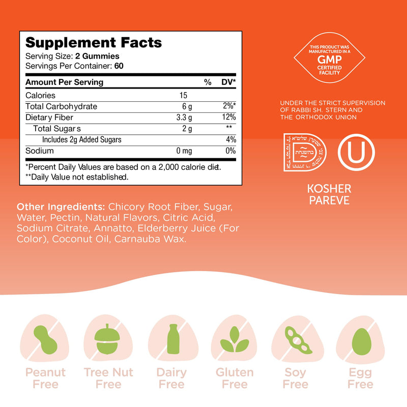 Zahler - Fiber Gummies for Adults & Kids (120 Count) Certified Kosher Adult & Kids Fiber Gummy Chews for Digestion Support, Healthy Regularity & Overall Health - Chewable Children's Fiber Supplements