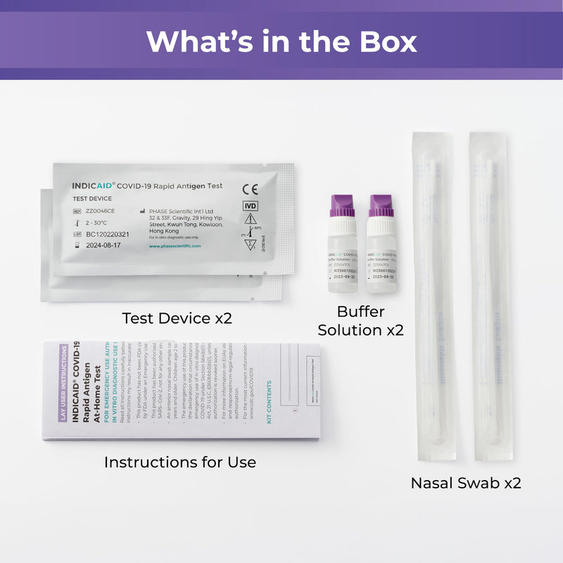 INDICAID COVID-19 Antigen Rapid Test, 6 Tests in 3 Individual Packs, FDA EUA Authorized OTC COVID Home Test, HSA/FSA Eligible, Fast and Easy to Use