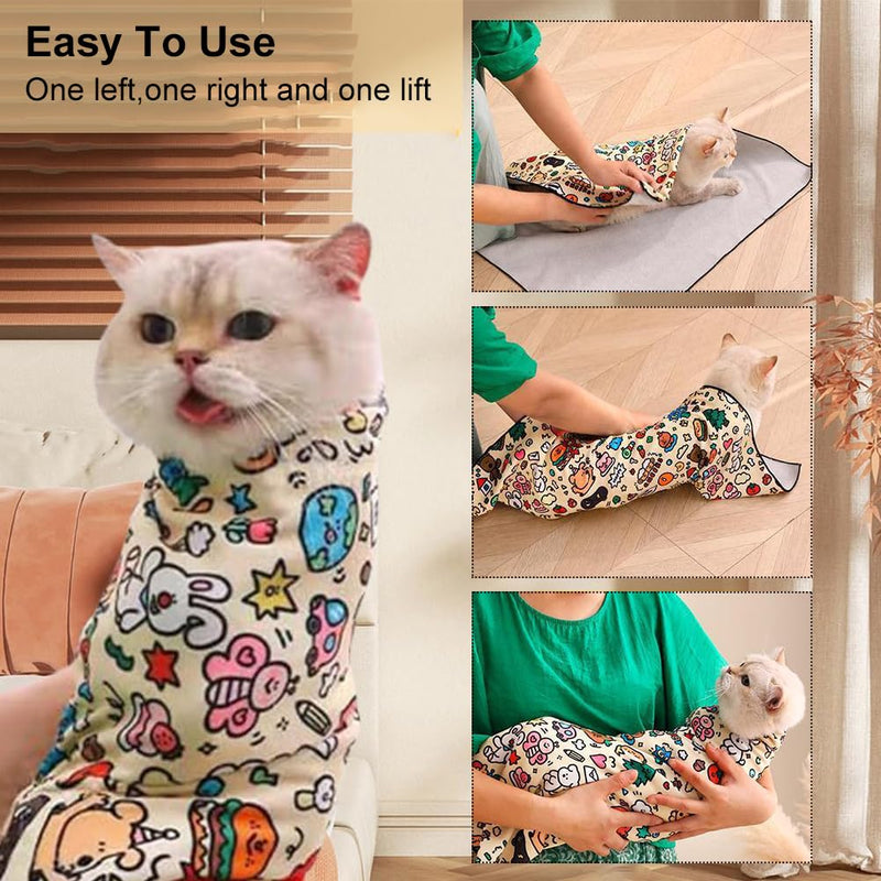BAOSROY Cat Grooming Wrap, Cat Grooming Wrap, Cat Grooming Cloth, Cat Wrap for Cutting Nails Cat Grooming Cloth, Cat Nail Clipping Grooming Wrap, Cat Restraints for Nail Clipping, Self-Adhesive Cat Wrap - BeesActive Australia