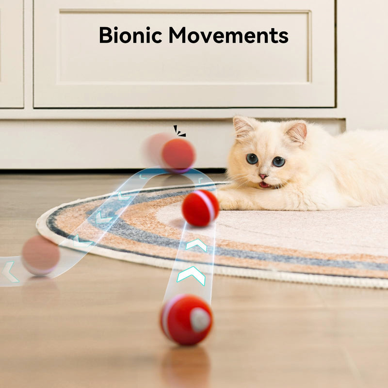 Cheerble 【2025 Upgrade】 Interactive Cat Ball Toy, Wicked Ball M3, Automatic Moving Ball Toy for Indoor Cat Kitten, Smart Anti-Depression Pet Toy Fun Gift with Light Red - BeesActive Australia