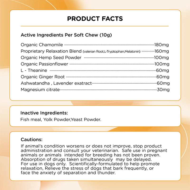 Dog Calming Chews 100 Count Large Particle,Anxiety Relief Treats for Dogs,Sleeping Aid Supplement,Aid with Separation, Barking, Stress Relief, Thunderstorms 100% Natural Ingredients,Chicken Flavor
