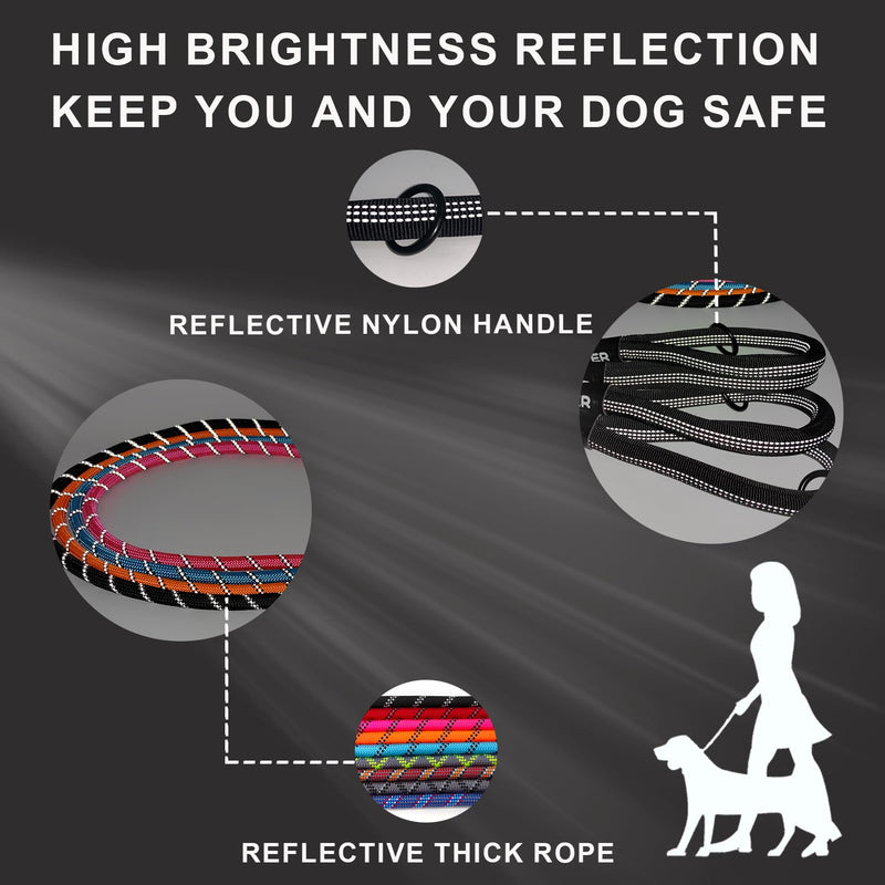 ZALER Short Dog Leash, 26 Inches Rope Traffic Leashes for Dogs, Reflective Dog Lead with O-Ring, Heavy Duty Pet Leash for Large and Medium Dogs (26'' Black) - BeesActive Australia