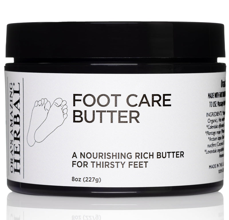 Ora's Amazing Herbal Foot Care Butter, Heel Balm, Foot Balm, Repair Cream for Dry Cracked Heels & Feet (8 oz) Tea Tree, Lavender, Peppermint 8 Ounce (Pack of 1) - BeesActive Australia