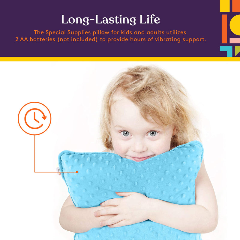 Special Supplies Vibrating Pillow Sensory Pressure Activated Calm for Kids and Adults, 12‚Äù Plush Soft Cover -Textured Therapy Stimulation Bumps- 3 Vibration Modes, Music & Voice Recording (Blue) - BeesActive Australia