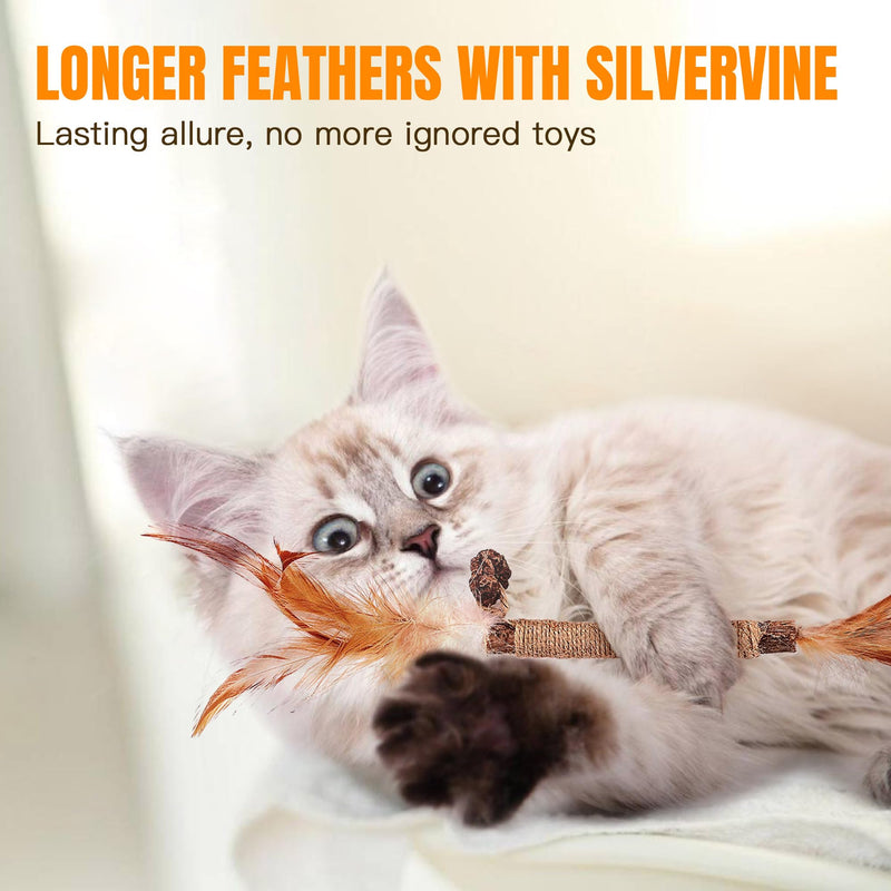 Cat Toys Set – 3 Cat Dental Rope Toys + Bonus 3 Silvervine (Gall Fruit) Chew Sticks – Safe Organic Cotton Interactive Cat Chew Toys for Teeth Cleaning, Quiet Play & Healthy Chewing