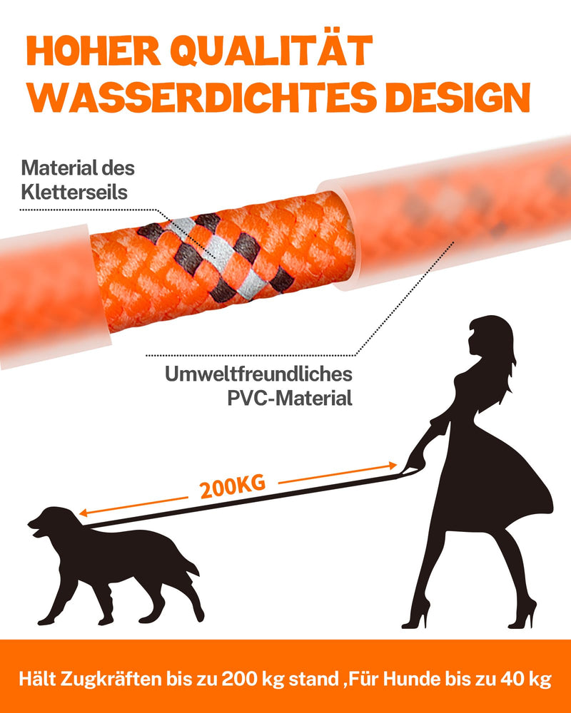 Toozey Tow Leash for Dogs, Waterproof Tow Leash 5M 10M 15M 20M Suitable for Small, Medium, Large Dogs Dog Training, Robust Dog Leash with Soft Padded Handle, Orange -10m - BeesActive Australia