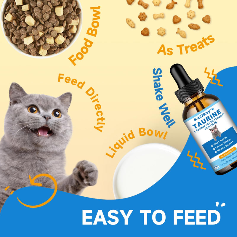 Collagen for Cats & Taurine Supplement for Cats- Cat Joint Supplement - Skin & Coat, Digestive & Immune Support - Cat Heart Health, Cardiac Function Support