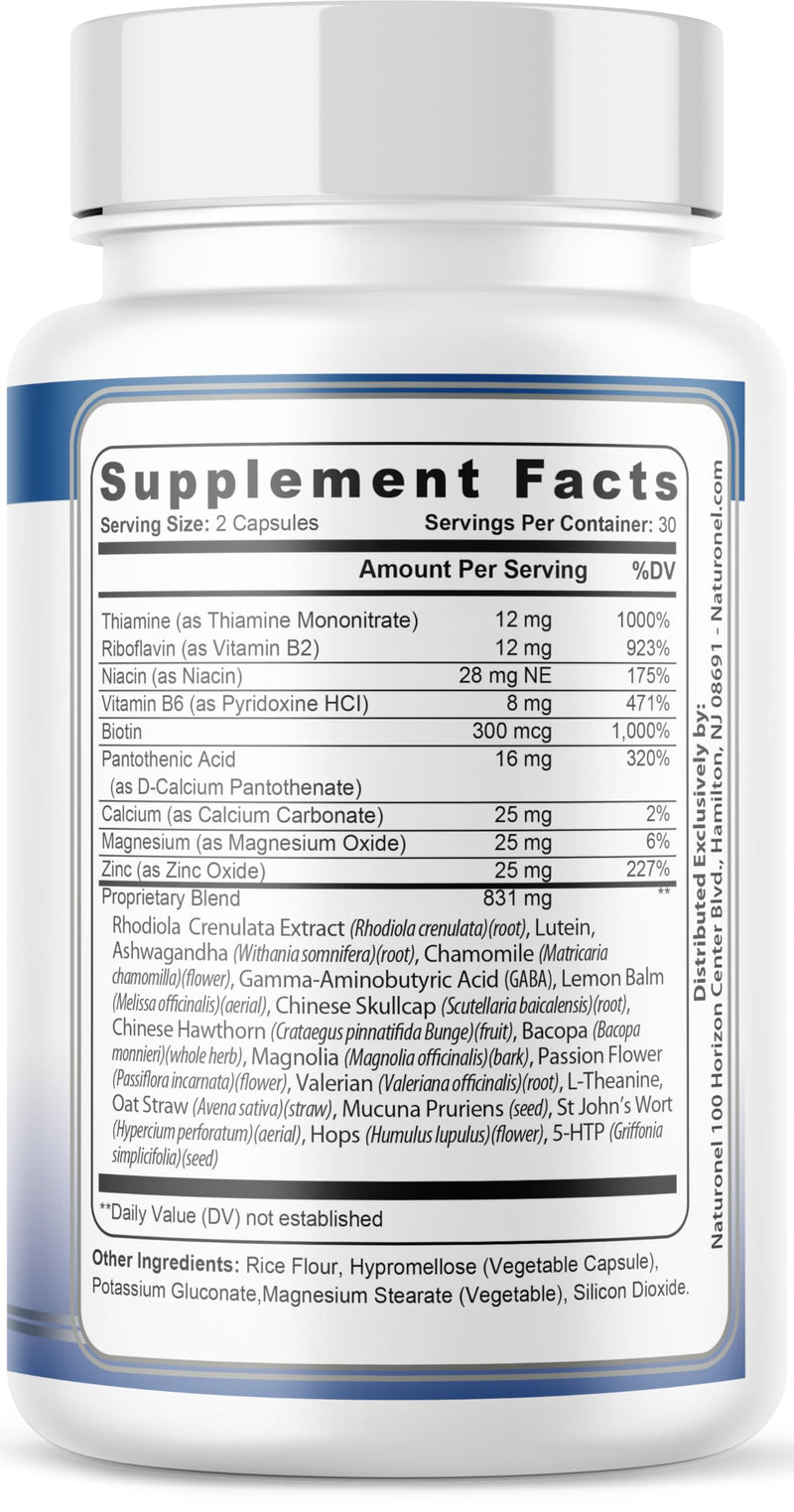 Daily Calm – Stress Relief Supplement - Feel Calm and Relaxed - Supports Mood & Mental Focus - Magnesium, GABA, Ashwagandha, Rhodiola, Lemon Balm & Chamomile - Eases Tension & Nervousness (1) 1