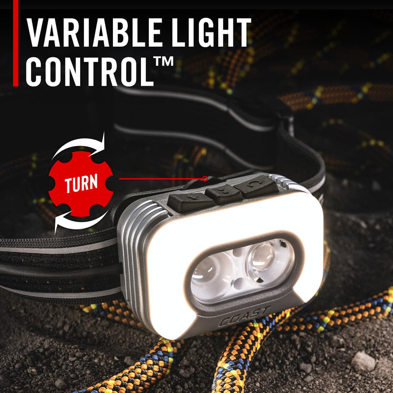Coast RL35R Voice-Controlled 1100 Lumen Rechargeable LED Headlamp with ARC280™ Lighting, 4 Color Modes, Rear-Facing Safety Signal, Variable Light Control and USB-C Charge Port - BeesActive Australia