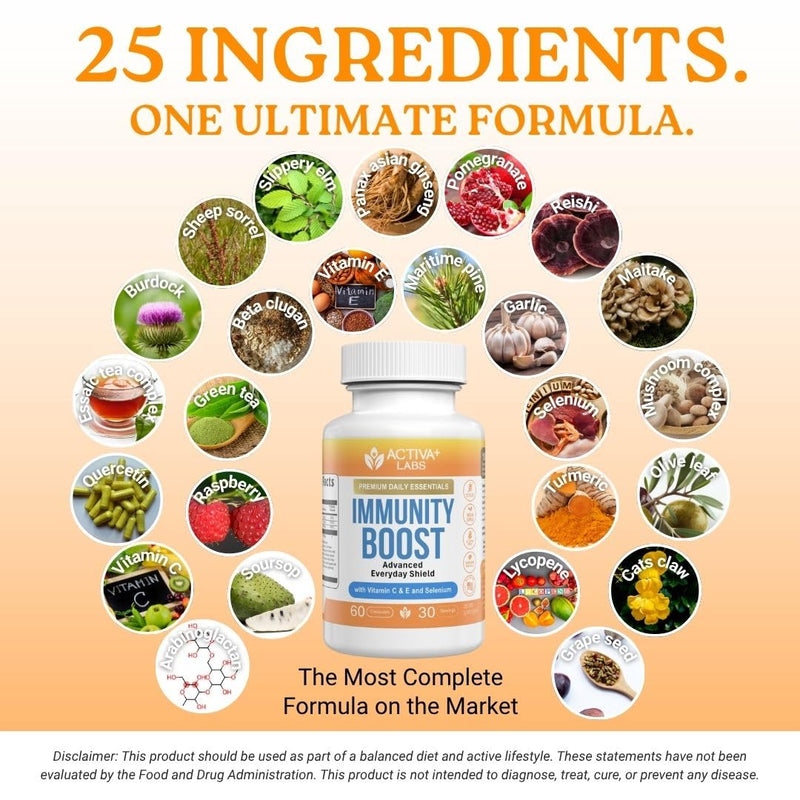 Immunity Boost, Vitamin C, E & Selenium Immune Support | Herbal Antioxidant Complex, Gut & Energy Balance Support, Non-GMO, Sugar Free, Vegan, 120 Capsules 120 Count (Pack of 2)
