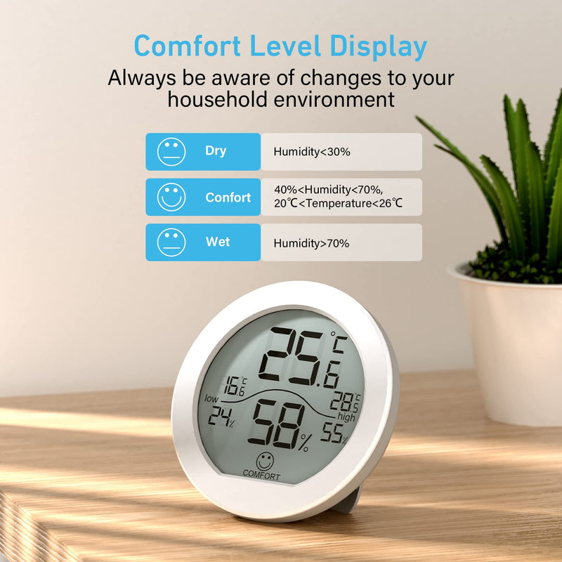 SECRUI Hygrometer Thermometer for Room Temperature Humidity Meter Indoor Thermometer Accuracy Calibration LCD Temperature Sensor with Maximum and Minimum Records, TH1, White, 2 Pack TH1 x2 - BeesActive Australia