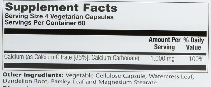 Solaray Calcium Citrate, 240 Caps, 0.75 Bottle