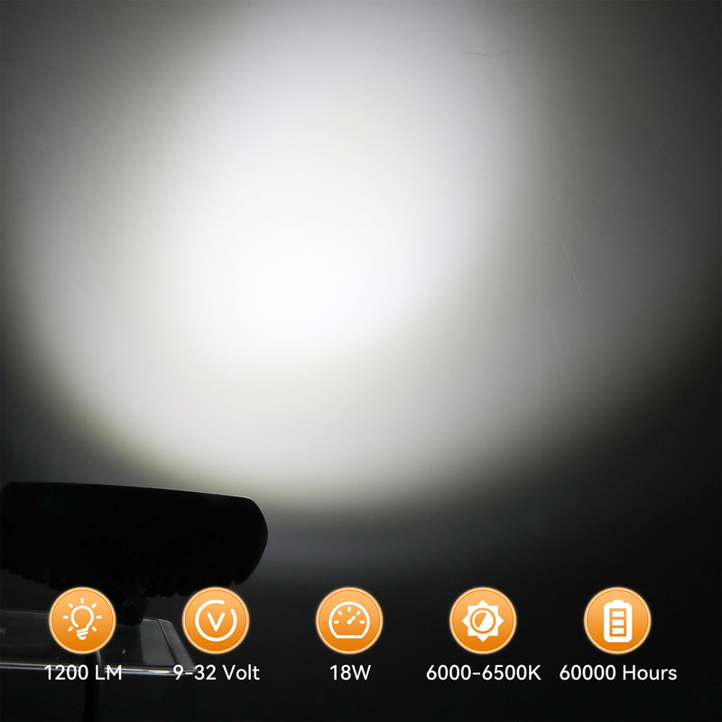 RVZONE Waterproof Led Boat Lights, 18W LED Spreader Lights 1200LM 120°Flood Light, 6.3in Deck Dock Marine Led Lights Bar, Pack of 2, White Housing (Flood Light/White Housing) Flood Light/White Housing