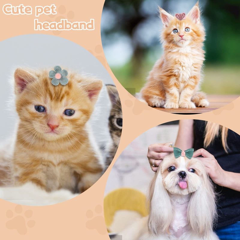 10 Pcs Dog Hair Clips Small Dog Hair Bows Cute Dog Hair Grooming Accessories Girls Puppies Hair Barrettes Flower Crown Hairpin Cat Topknot Pet Headdress Dog Grooming Bowknot for Kitten Pet Small Dog pink and blue - BeesActive Australia