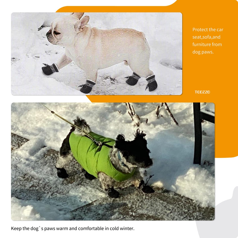 Dog Boots Dog Snow Boots for Winter Dogs Boots & Paw Protector Warm Dog Booties for Puppy with Reflective Strip Dog Shoes for Small Medium Size Dogs 4PCs Black Size4 Size 4: 1.57"(Width) - BeesActive Australia