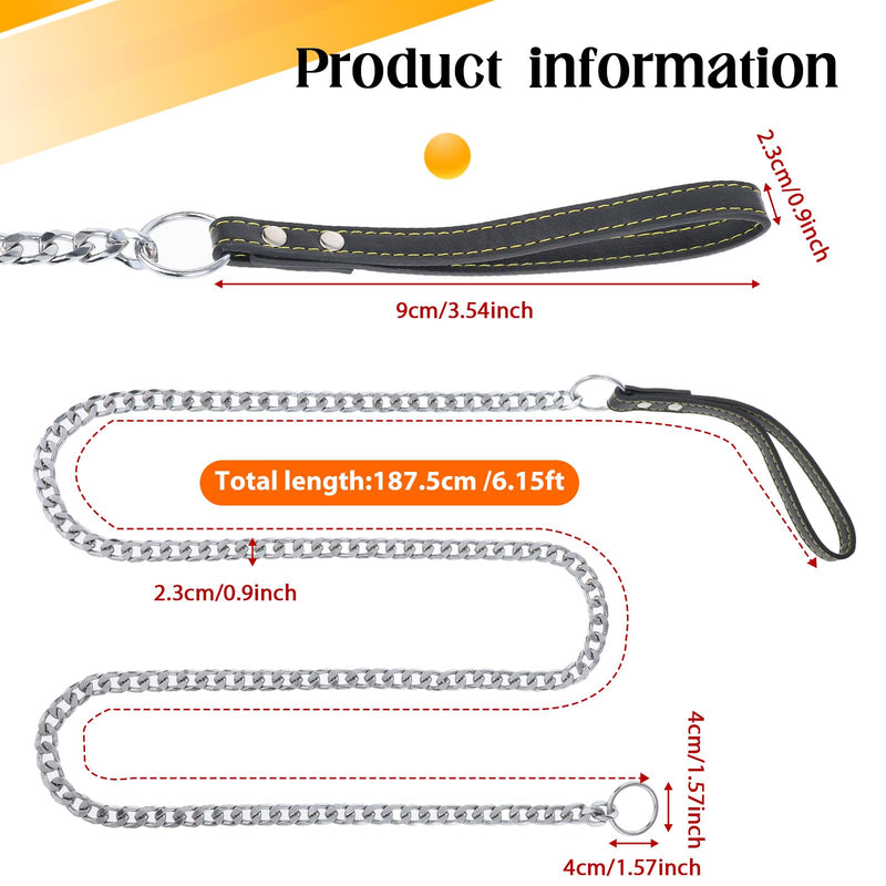 Heavy Duty Stainless Steel Dog Chain Leash 5 FTx3 mm Anti-Bite Dog Leash with Soft Padded Handle Chew Proof Cuban Link Metal Dog Leashes for Large & Medium Size Dogs (0-80 lbs) - BeesActive Australia