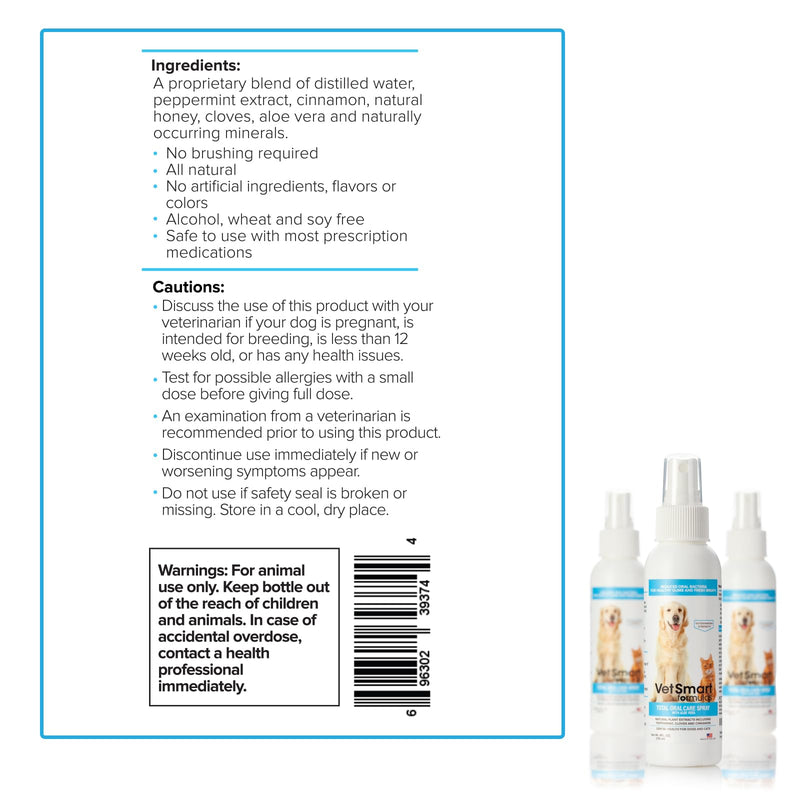 Dog Breath Freshener: Eliminate Bad Breath and Prevent Oral Disease in Dogs and Cats - Teeth Cleaning Spray with Aloe Vera - Plaque and Tartar Remover, Oral Hygiene for Pets (Pack of 1) Pack of 1 - BeesActive Australia