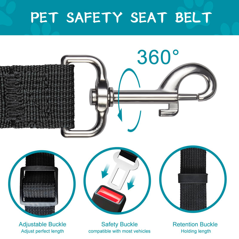 2 PCS Dog Seat Belt for Car Frskcssd Adjustable Dog Car Harness Heavy Duty Nylon Dog Safety Seat Belt Durable Pet Seat Belts for Small & Large Dogs Supports All Cars Quick & Easy Installation (Black) Black - BeesActive Australia